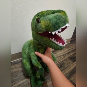 Green and White T-Rex Stuffed Animal with Soft Texture